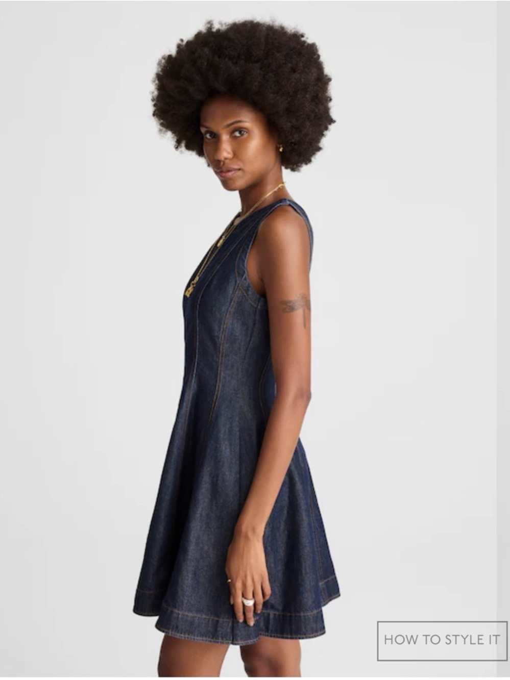 NWT - Airy Denim Circle Mini Dress in Rinse Wash - Picture 4 of 9